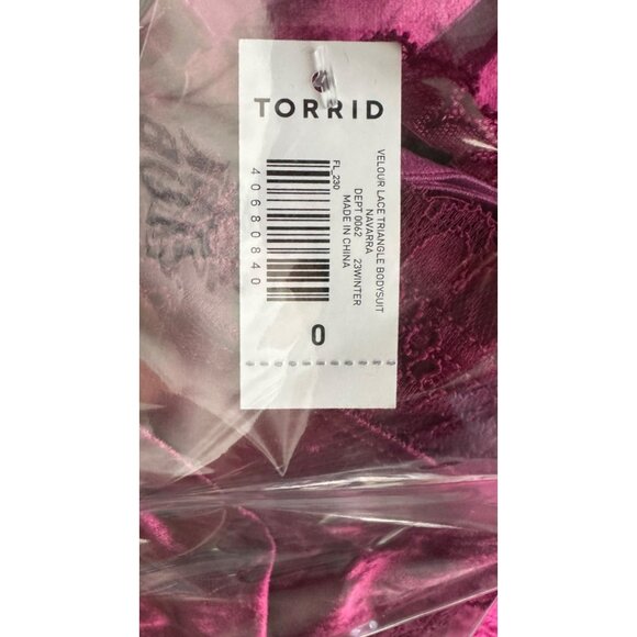 NWT Torrid Bodysuit Velour Purple Lace Navarra Triangle Bust Thong Size 0X - Picture 5 of 5